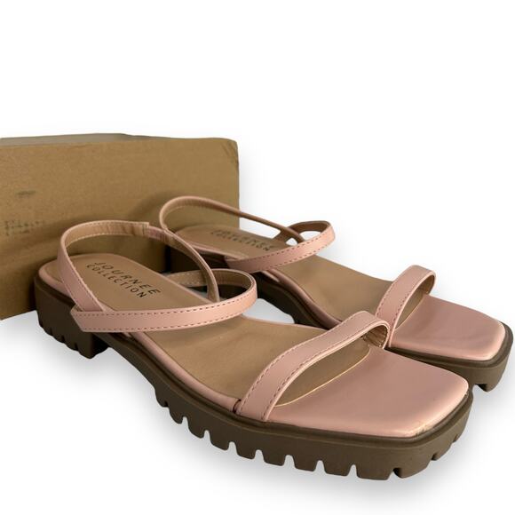 NEW Journee Sandals Size 8 Minimalist Y2K Millennial Pink Chunky Sandals Size 8 - Picture 7 of 11